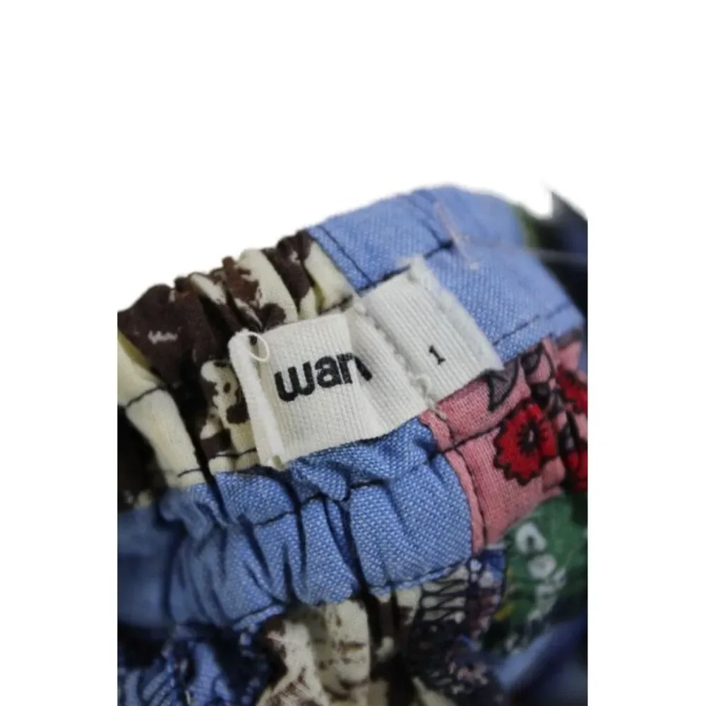 Warm Womens Cotton Patchwork Drawstring Waist Mid-Rise Casual Shorts Blue Size 1